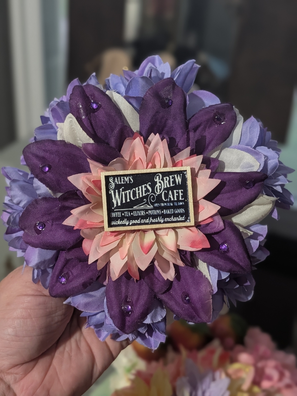 Purple & Pink Floral Handmade Hair Clip